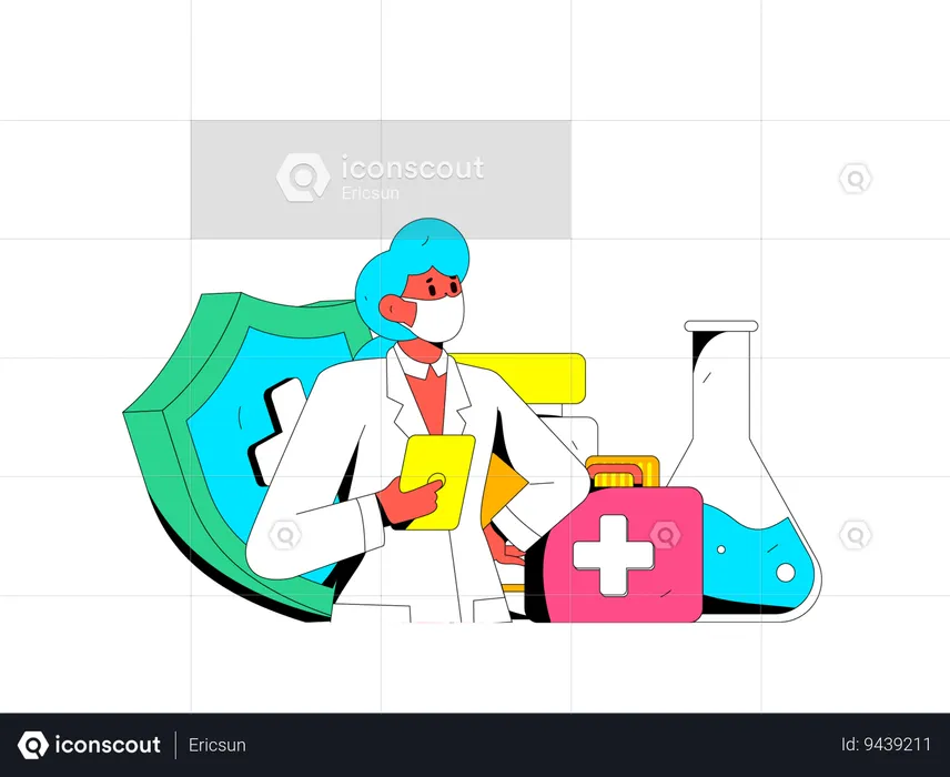 Female doctor giving advice for medicine  Illustration