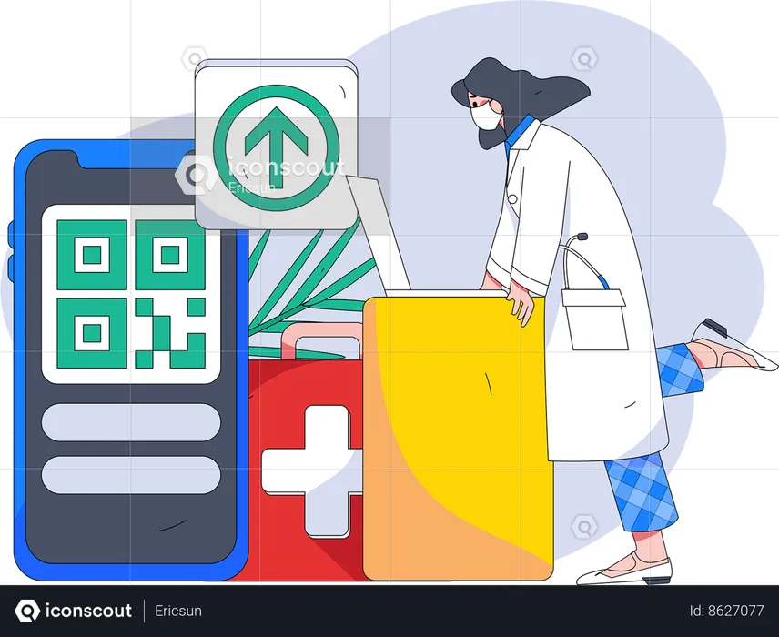 Female doctor giving online healthcare support  Illustration