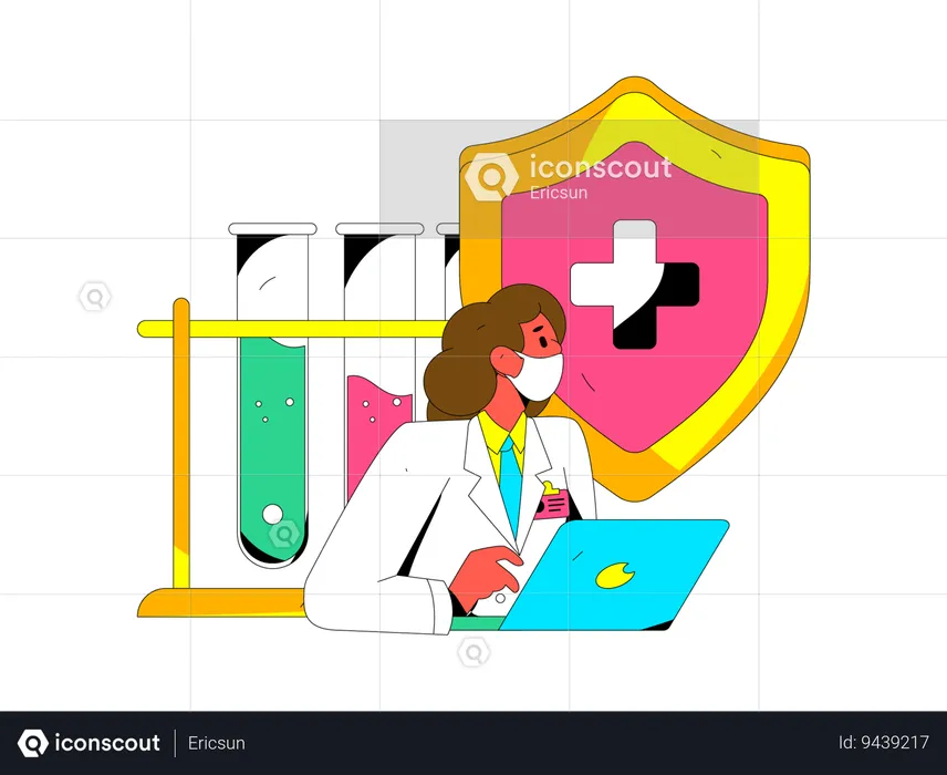 Female doctor giving online medicine  Illustration