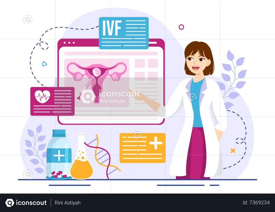 Female doctor giving presentation on ivf  Illustration