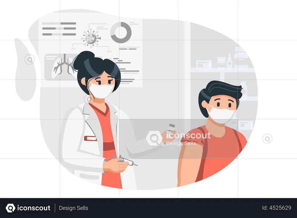 Female doctor giving vaccination to patient  Illustration