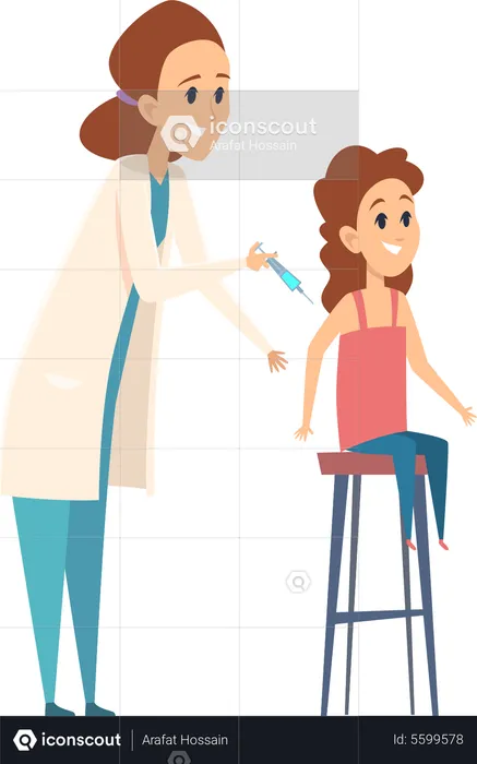 Female doctor giving vaccine shot  Illustration