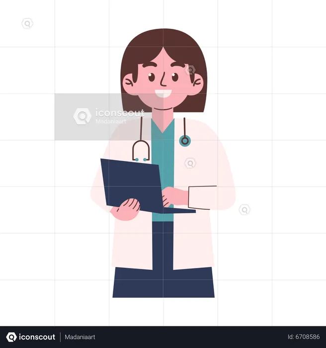 Female Doctor holding report  Illustration
