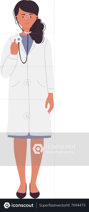 Female doctor holding stethoscope  Illustration