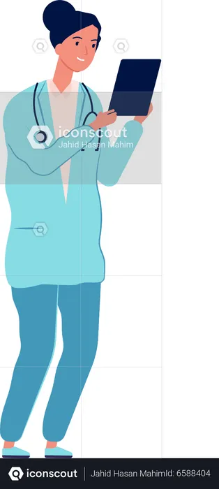 Female Doctor holding tablet  Illustration