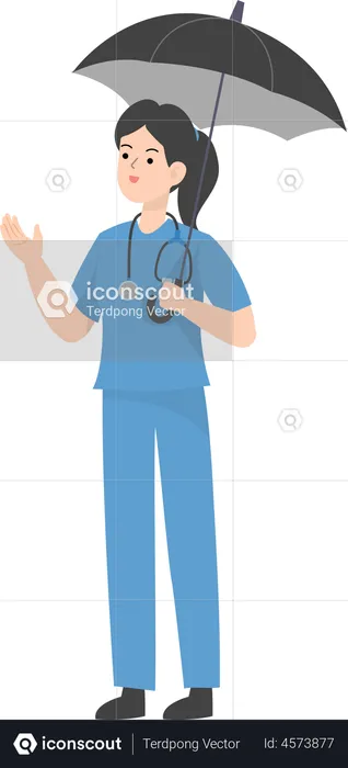 Female Doctor holding umbrella  Illustration