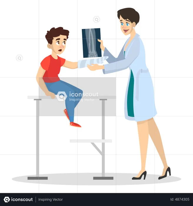 Female doctor in uniform examines a child  Illustration