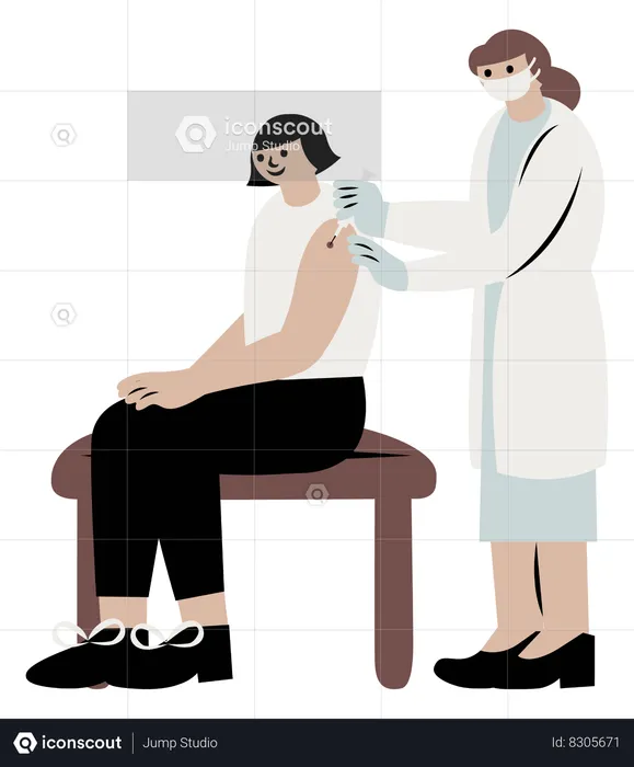 Female Doctor injecting cancer vaccine  Illustration