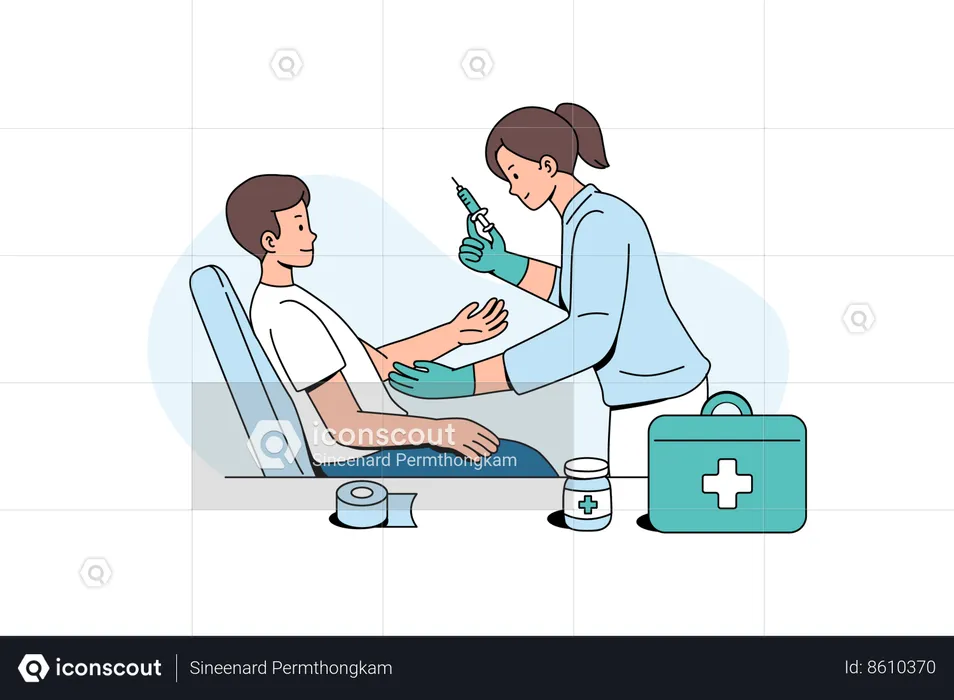 Female Doctor Injecting vaccine to patient  Illustration