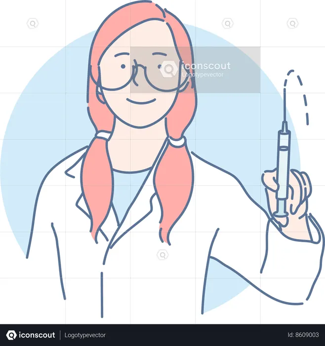 Female doctor is holding syringe in hand  Illustration
