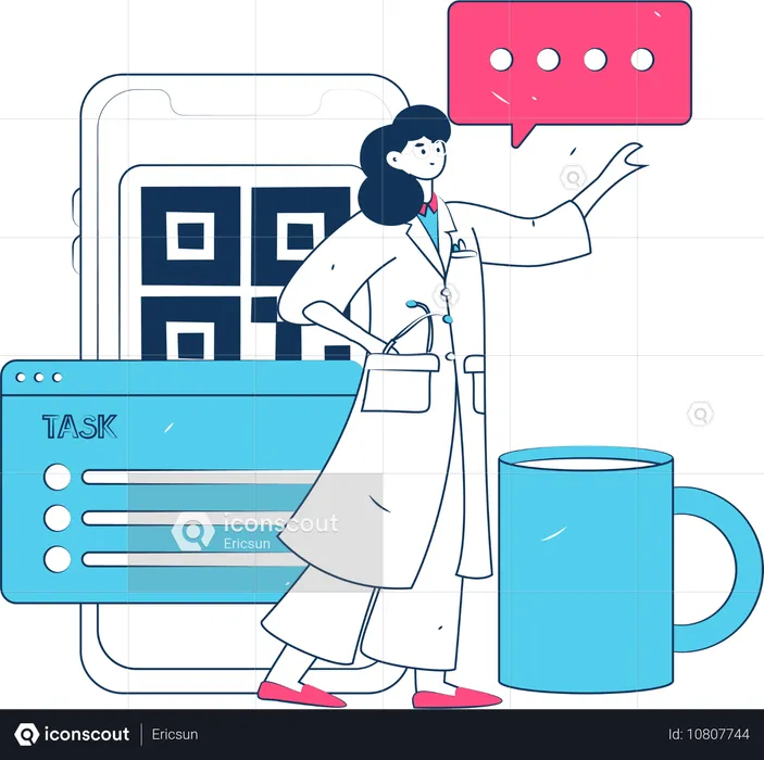 Female Doctor Looking Her Medical Task  Illustration