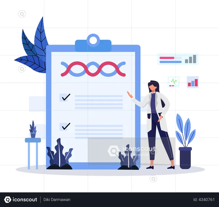 Female Doctor Presenting Dna Report  Illustration