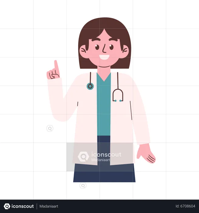 Female Doctor raising first finger  Illustration