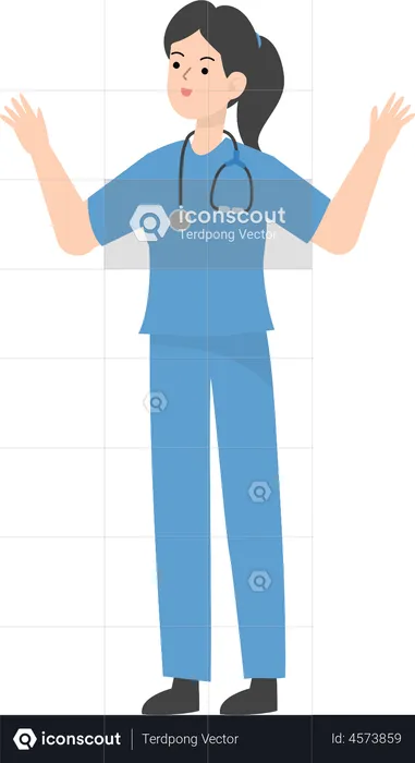 Female Doctor raising hand  Illustration