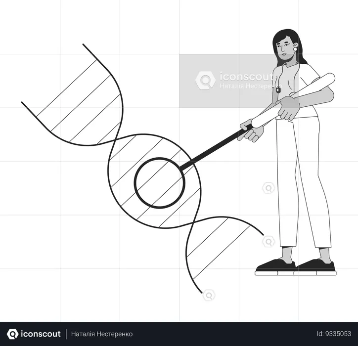 Female doctor researching dna helix  Illustration