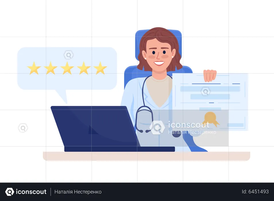 Female doctor reviews  Illustration
