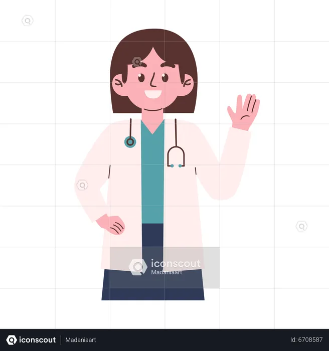 Female Doctor say hello  Illustration