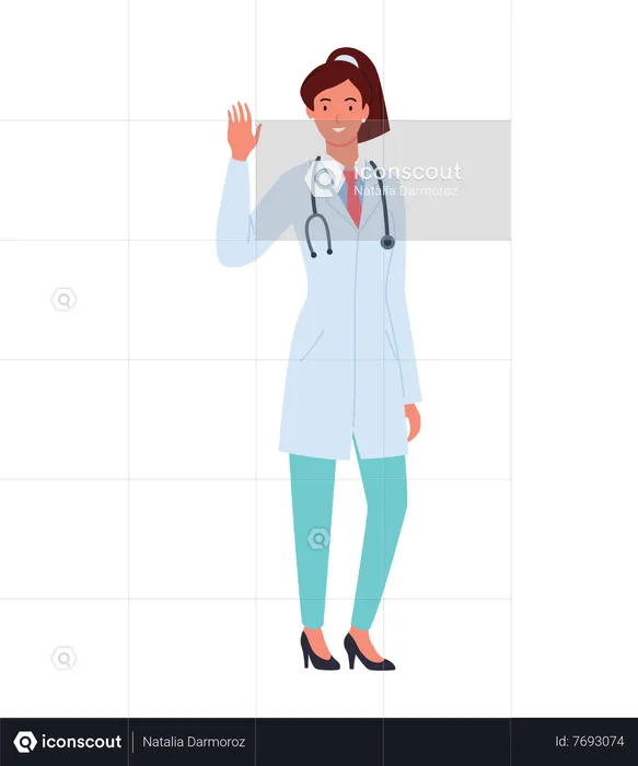 Female Doctor saying hello  Illustration
