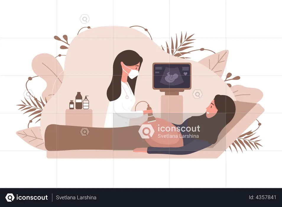Female doctor scanning Embryo baby health  Illustration