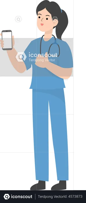 Female Doctor showing blank mobile screen  Illustration