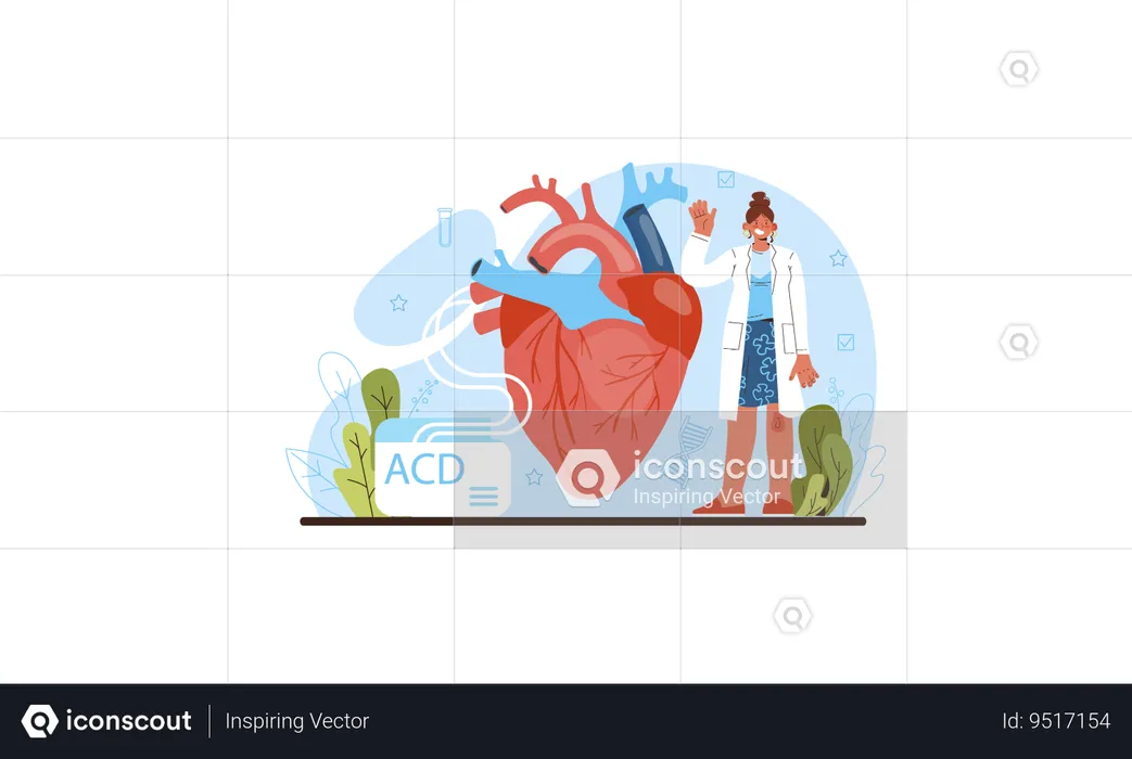 Female doctor showing heart  Illustration