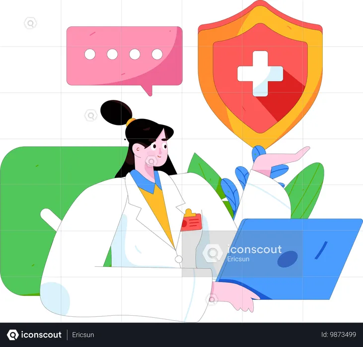 Female doctor showing medical insurance  Illustration