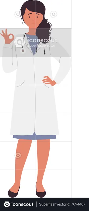 Female doctor showing super sign  Illustration