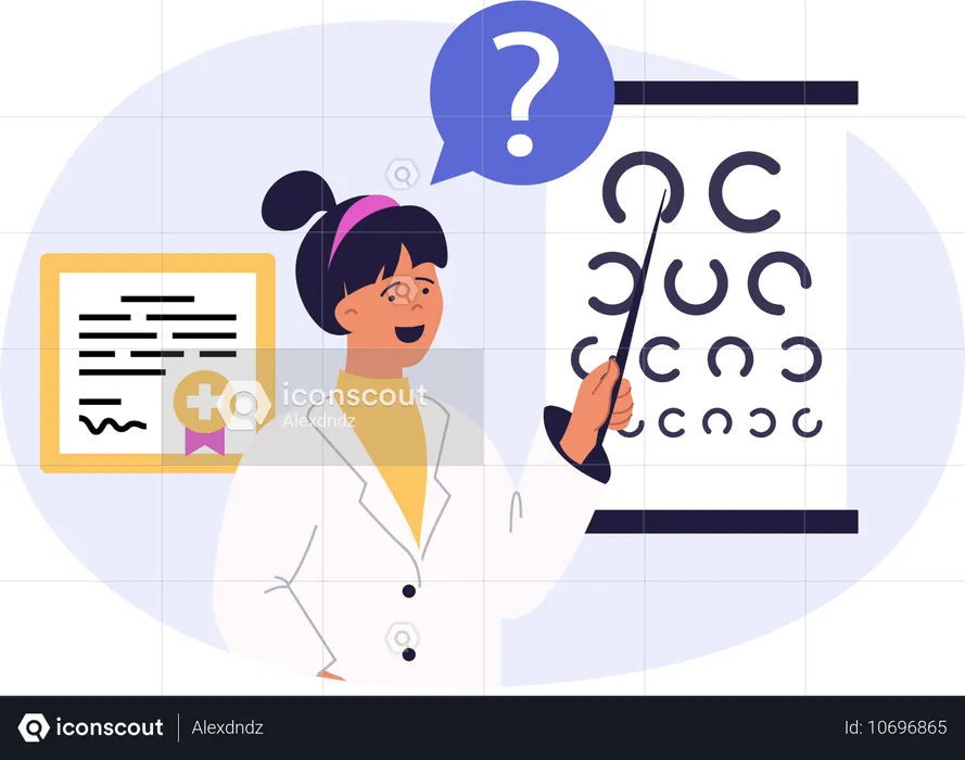 Female doctor taking eye test  Illustration