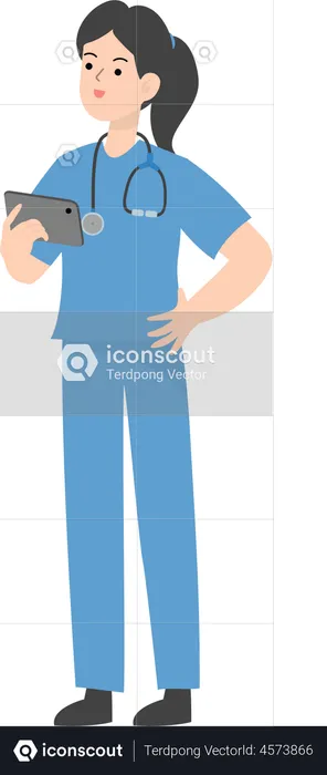 Female Doctor using tablet  Illustration