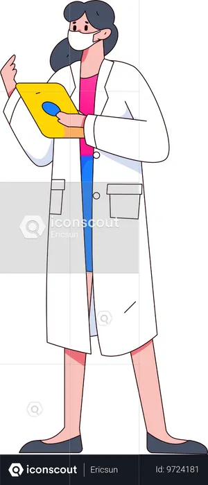 Female doctor using tablet  Illustration