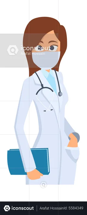 Female doctor wearing protective mask  Illustration