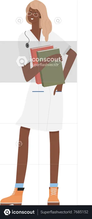 Female doctor with books  Illustration