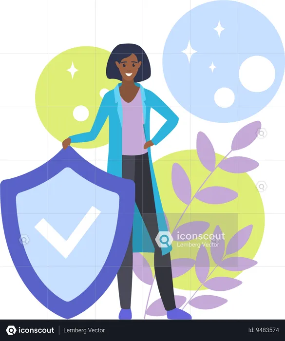 Female doctor with insurance  Illustration