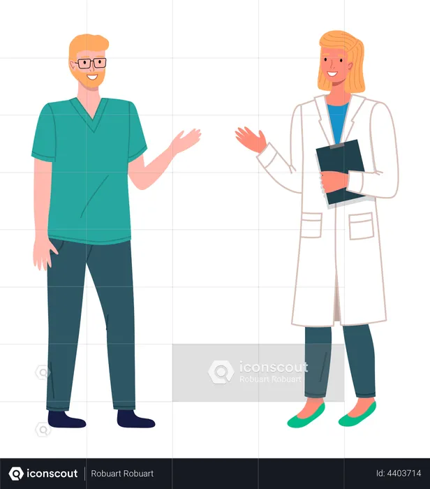 Female doctor with medical staff  Illustration