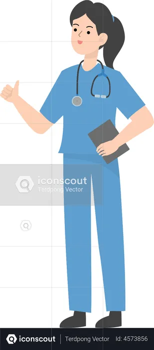 Female Doctor with report showing thumbs up  Illustration