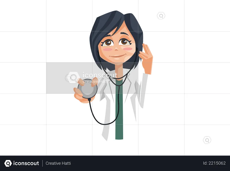 Female Doctor with Stethoscope  Illustration