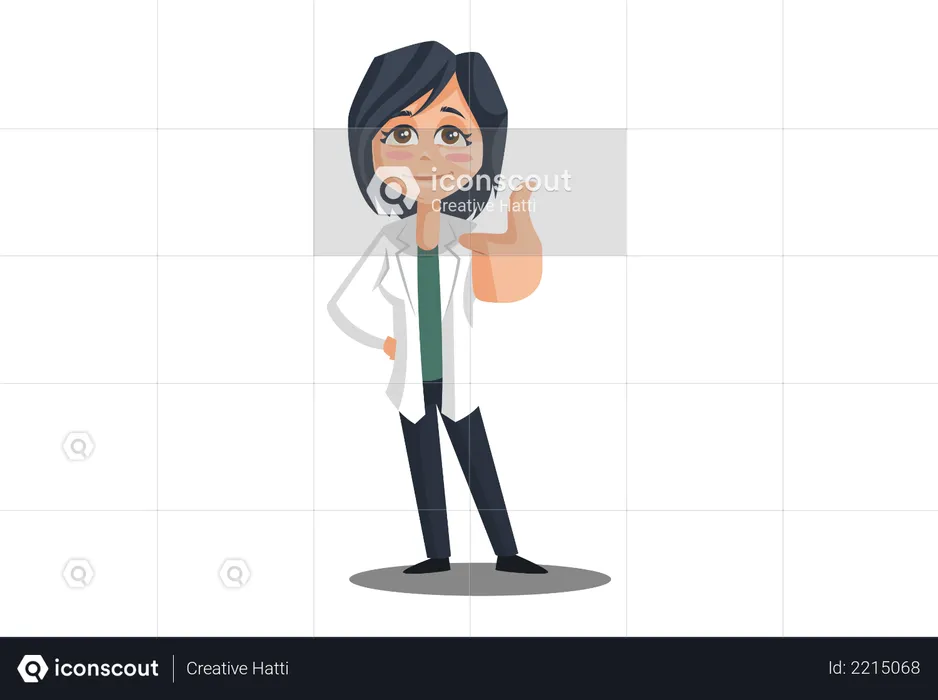 Female Doctor with thumbs up hand gesture  Illustration