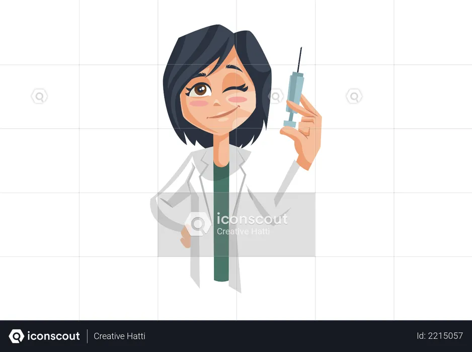 Female Doctor with Vaccine  Illustration