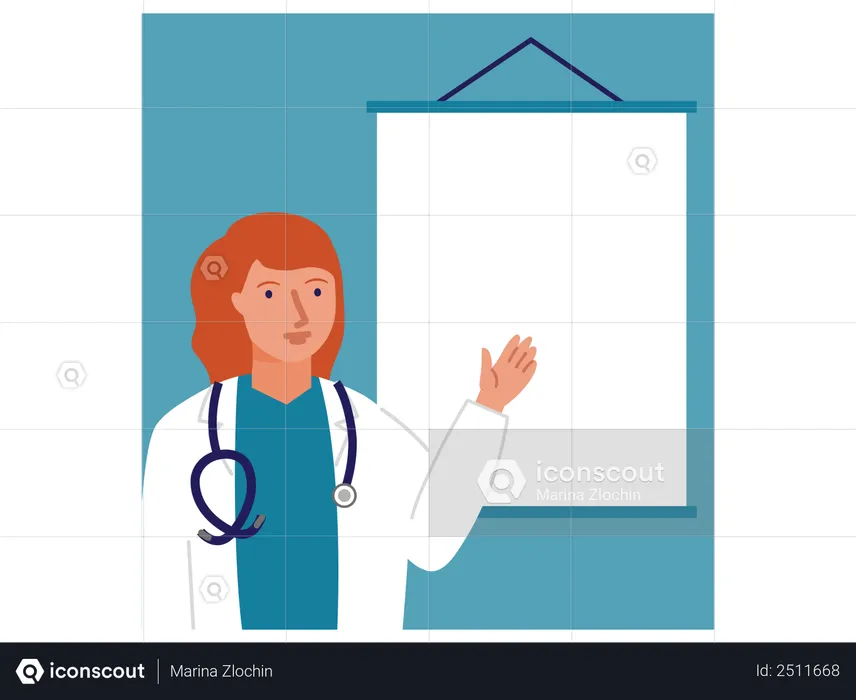 Female doctor with white board  Illustration
