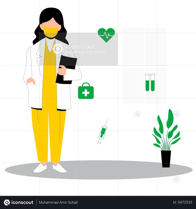 Female doctor working at hospital  Illustration