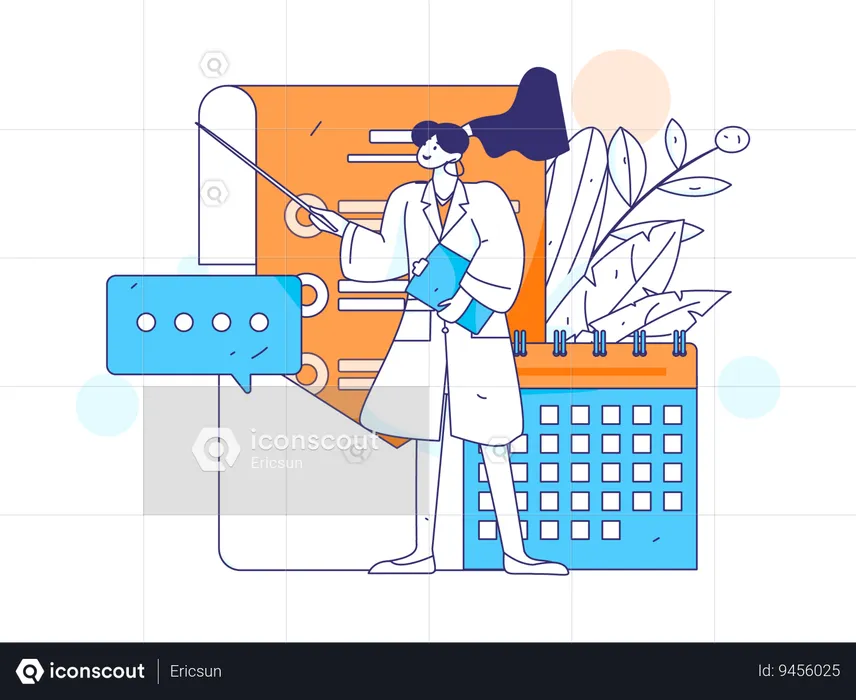 Female Doctor working with medical schedule  Illustration