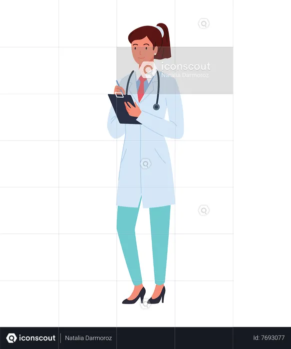 Female Doctor writing prescription  Illustration