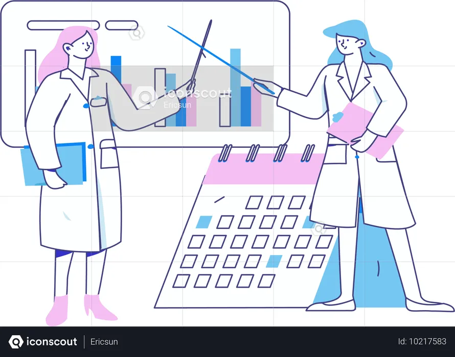 Female doctors doing medical analysis  Illustration