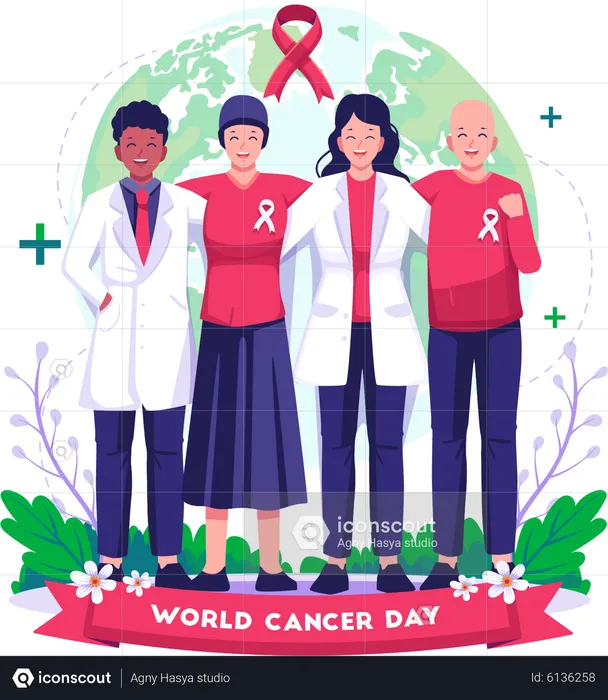 Female doctors with cancer patients  Illustration