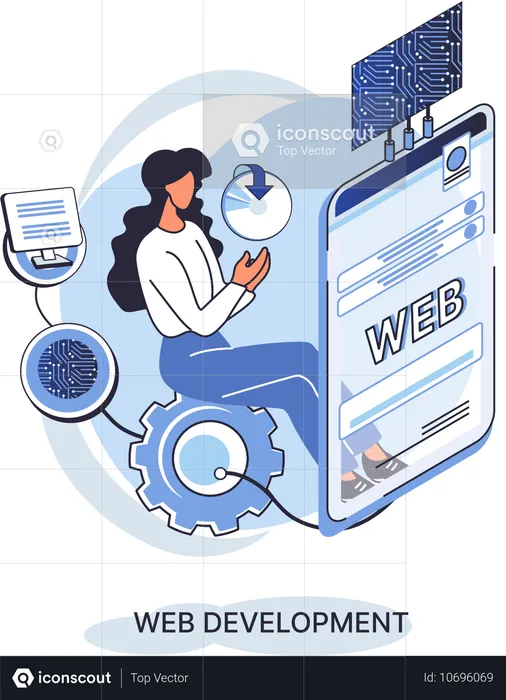 Female doing coding and programming  Illustration