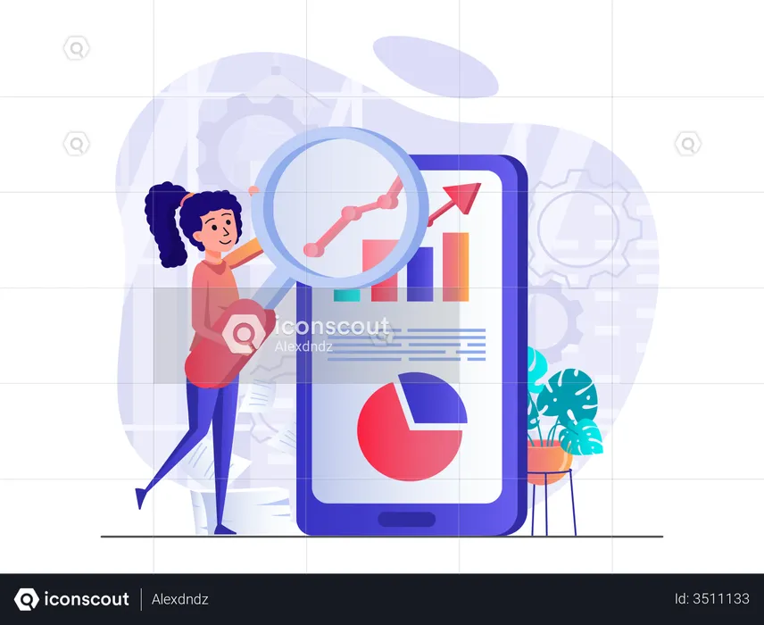 Female doing data analysis  Illustration