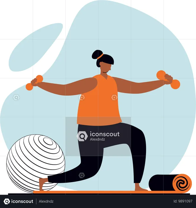 Female doing exercise with dumbbell  Illustration