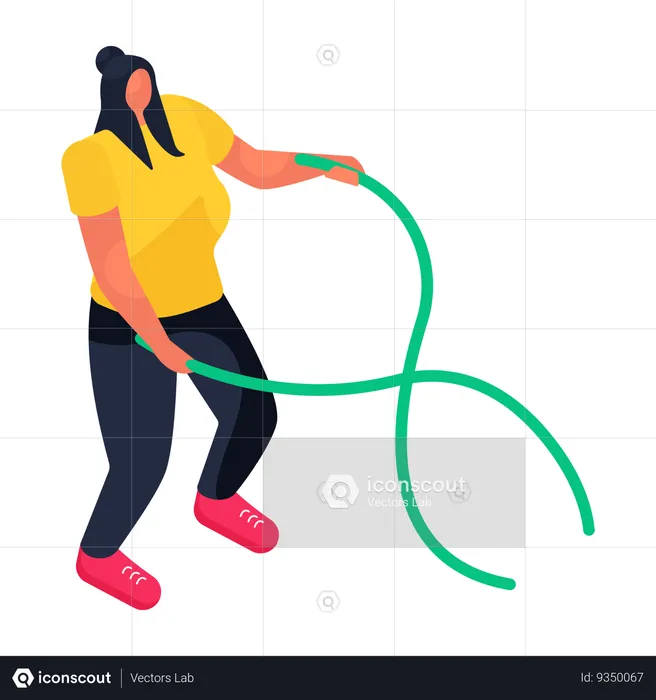 Female doing exercise with rope  Illustration