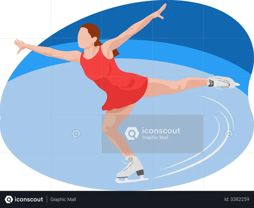 Female doing figure skating  Illustration