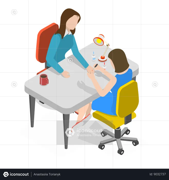 Female doing manicure in saloon  Illustration